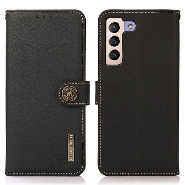 KHAZNEH Galaxy S23 Plus Plånboksfodral Äkta Läder RFID - Svart Svart