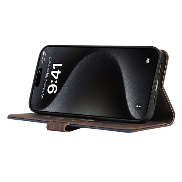 ABEEL iPhone 16 Pro Max Plånboksfodral Konstläder RFID-Skydd - Brun