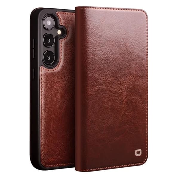 QIALINO Galaxy S25 Plus Plånboksfodral Äkta Läder Flip - Brun Brun
