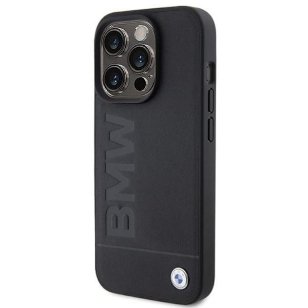 BMW iPhone 15 Pro Mobilskal Magsafe Läder Hot Stamp - Svart Svart