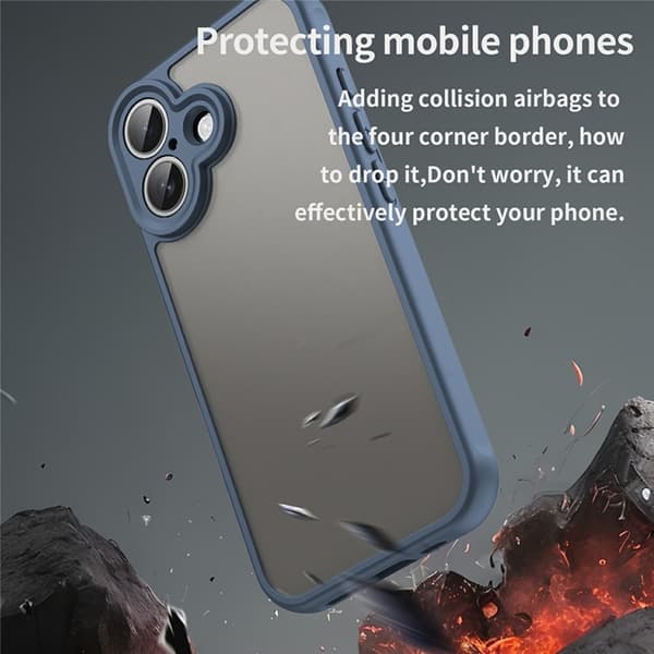 Mobilskal till iPhone 17 Frostade krockkuddar Drop Proof - Blå Blå