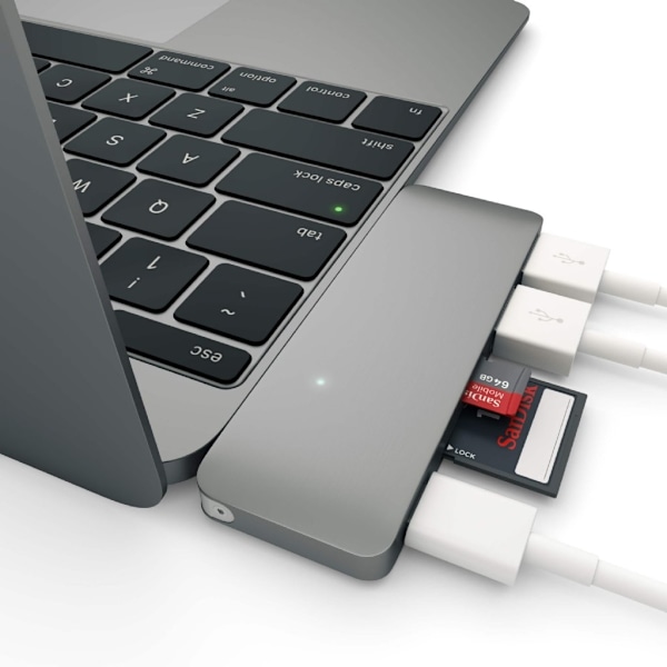 Satechi USB-C Pass Through USB Hub – 3-i-1 hub - Grå grå