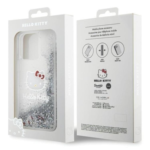Hello Kitty iPhone 15 Pro Max Mobilskal Liquid Glitter Charms