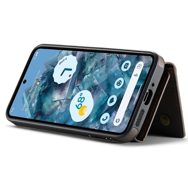 DG.MING M6 Series Konstläder Plånboksfodral för Google Pixel 9 Pro - Brun