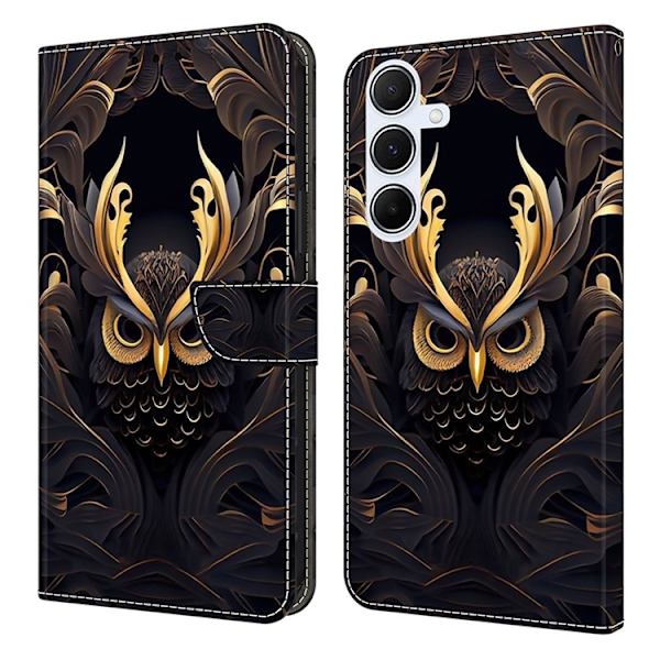 Galaxy A17/A26 Plånboksfodral Konstläder Pattern Printing Svart