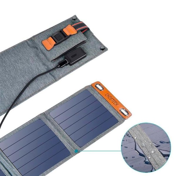 Choetech Travel USB 5V Solar Oplader 14W - Grå