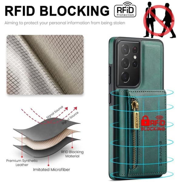 DG.MING Plånboksfodral för Samsung Galaxy S21 Ultra 5G - Grön
