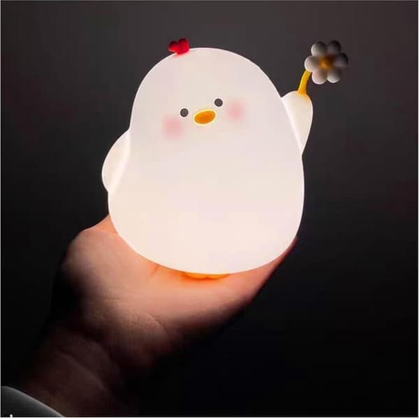 LED Nattlampa Tryck Chicken Art Deco - Vit Vit
