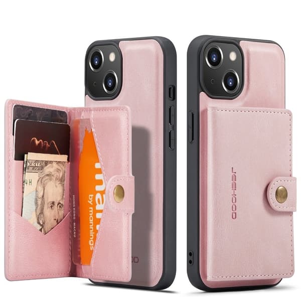 JEEHOOD Mobilskal till iPhone 13 mini Äkta Läder - Rosa
