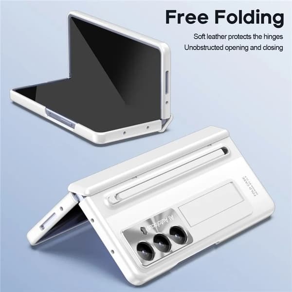 Mobilskal till Galaxy Z Fold7 med Skärmskydd och Stylus Hinge - Vit Vit