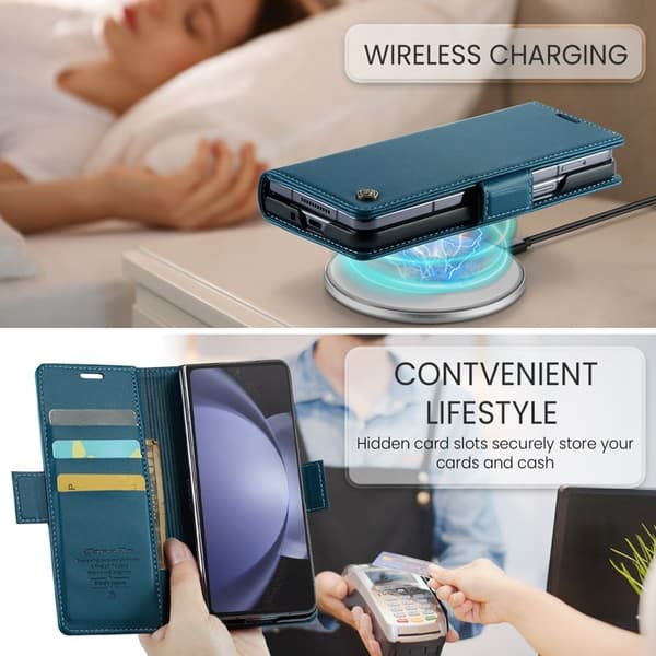 CASEME Plånboksfodral Konstläder för Samsung Galaxy Z Fold5 5G - Blå