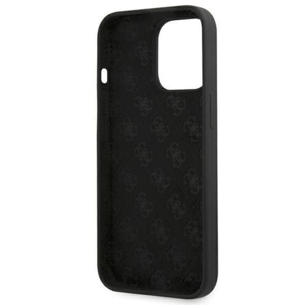 Guess iPhone 13 Pro Max Skal Magsafe Silicone Script Guld Logo - Black