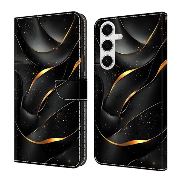 Samsung Galaxy S26 Plånboksfodral Vikbart Ställ Konstläder Mönster - Guld