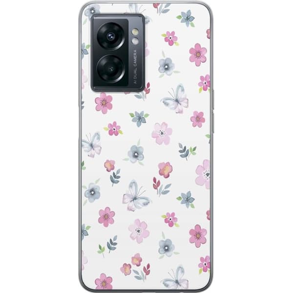 Taske til OnePlus Nord N300 med blomster og sommerfugle