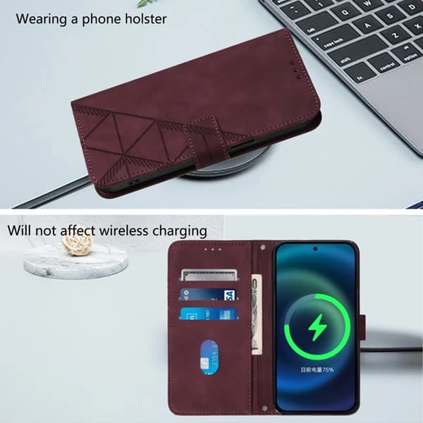 iPhone 17 Pro Max Plånboksfodral Med REM - Vinröd Röd