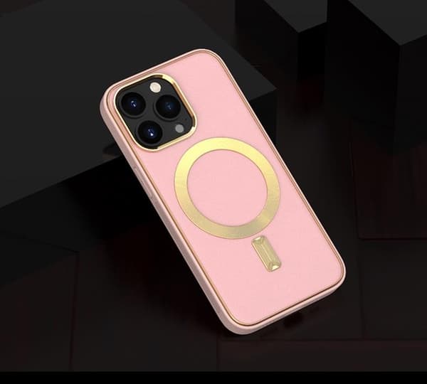 BOOM iPhone 14 Plus Magsafe Läderskal  - Rosa Rosa