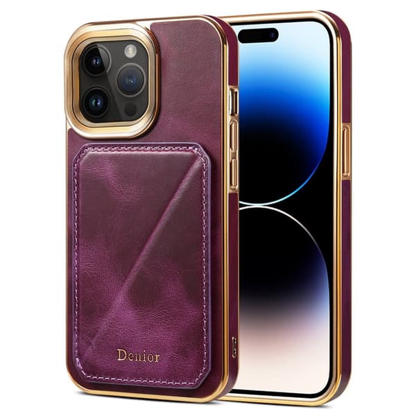 DENIOR Mobilskal till iPhone 14 Pro Max Äkta Läder + TPU + PC - Lila