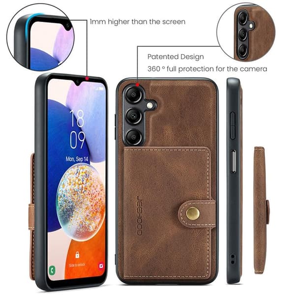 JEEHOOD Samsung Galaxy A14 4G/5G Mobilskal KonstLäder - Brun Brun