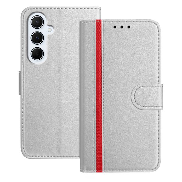 Galaxy A17/A26 Plånboksfodral Färg Splicing Konstläder - Silver Silver