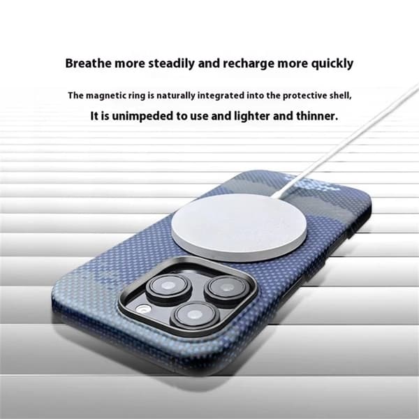 Mobilskal till iPhone 16 Pro Max Magsafe Aramid Fiber - Moon Blå