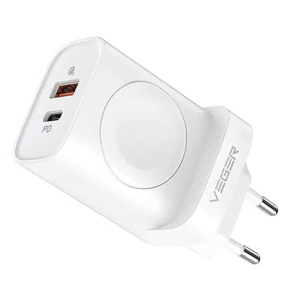 Verger Väggladdare Adaptrar USB-A-USB-C - Vit