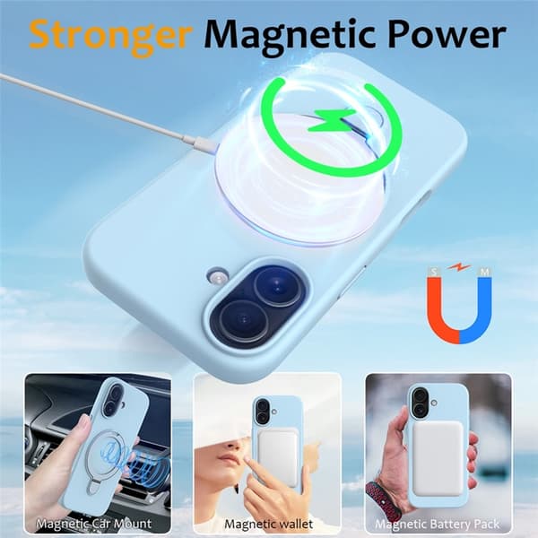 Mobilskal till iPhone 17 MagSafe Kickstand PC + Silikon - Himmelsblå Blå