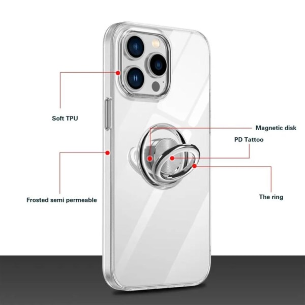 iPhone 14 Pro Max mobilcover med stativ - gennemsigtig