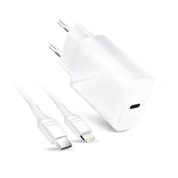 Forcell Reseladdare USB-C med Lightning Kabel 3A 20W - Valkoinen