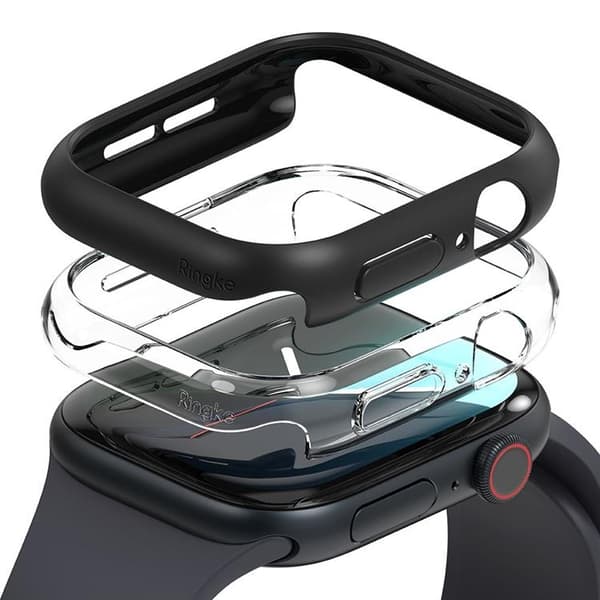 [2-Pakke] Ring Apple Watch 46 mm Series 10 Etui Slim - Klar/Sort Black