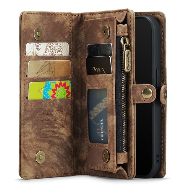 CASEME 008 Series Konstläder Plånboksfodral för iPhone 11 Pro Max 6.5 tum - Brun