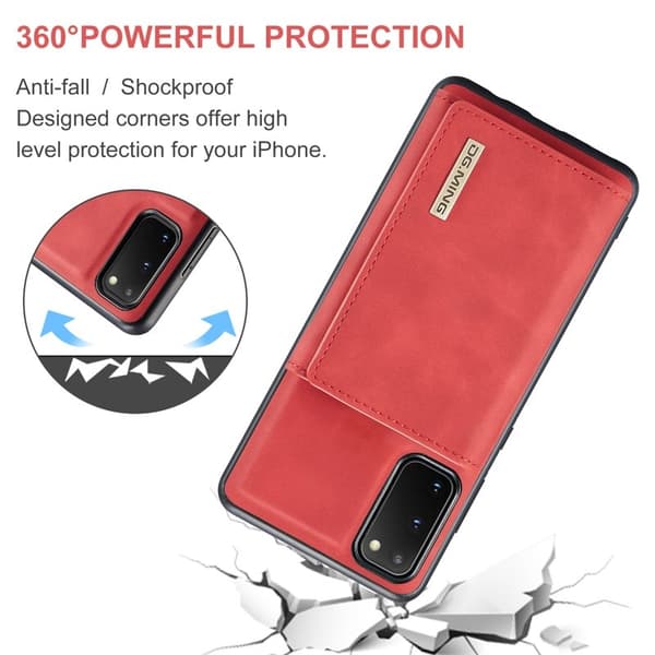 DG.MING 2-in-1 Plånboksfodral med Magnet för Samsung S20 - Röd