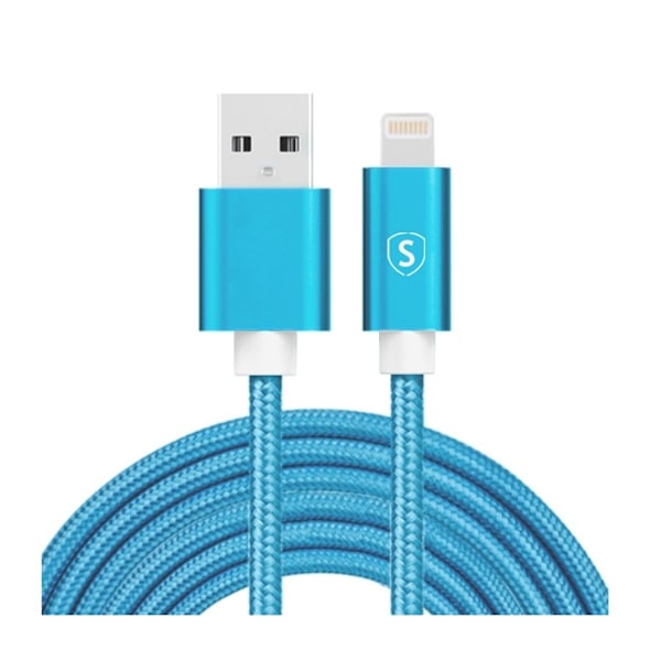 SiGN USB til Lightning-kabel, 2.1A, 2m, Nylon - Blå Blå