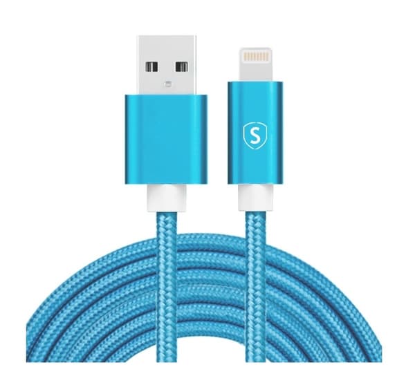 SiGN USB till Lightning -kaapeli, 2.1A, 2m, nailon - sininen Blå