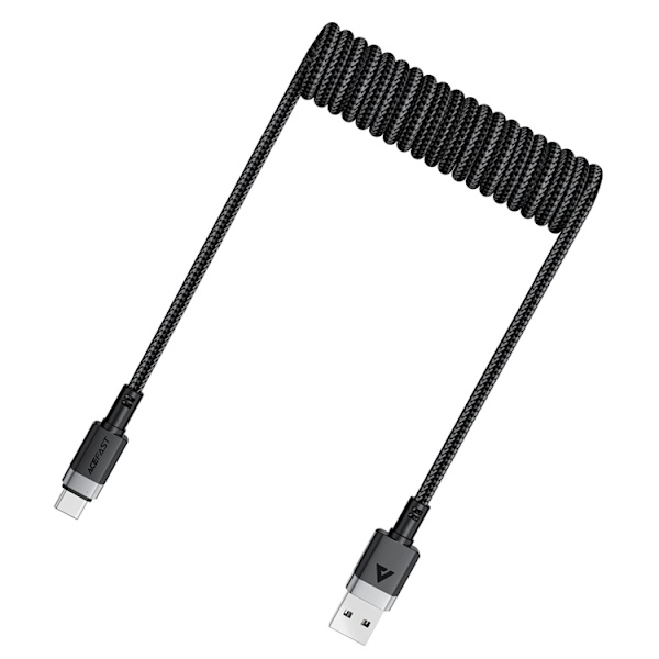 Acefast USB-A - USB-C 3A Kabel 1.2m Spring 480Mb/s - Svart Svart
