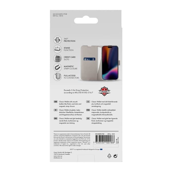 X2O Classic Wallet Plånboksfodral Apple iPhone 17 Pro Greige