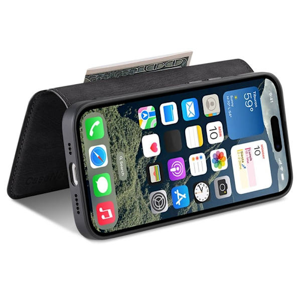 CASENEO iPhone 16 Plånboksfodral Konstläder - Svart