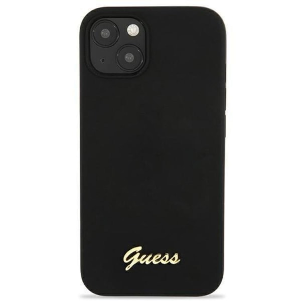 Guess iPhone 13 Skal Magsafe Silicone Script Guld Logo - Svart