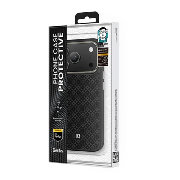 BENKS Mobilskal till iPhone 17 Pro MagSafe Aramid Fiber Weave Svart