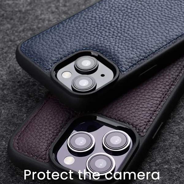 MELKCO Mobilskal till iPhone 14 Pro Äkta Läder + Mikrofiber + PC Grå