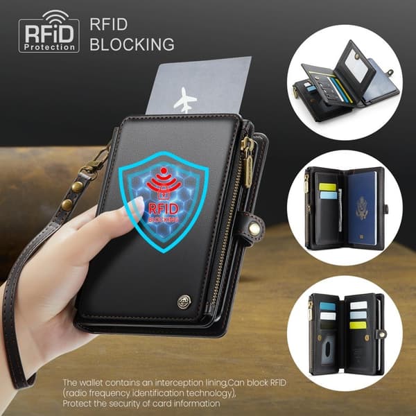 CASEME Me60 Konstläder Plånboksfodral med RFID-skydd - Svart