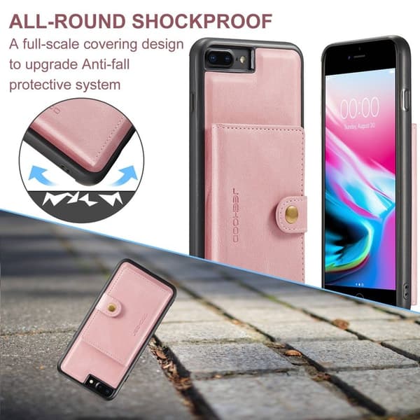JEEHOOD Mobilskal till iPhone 7 Plus/8 Plus Konstläder TPU Roséguld