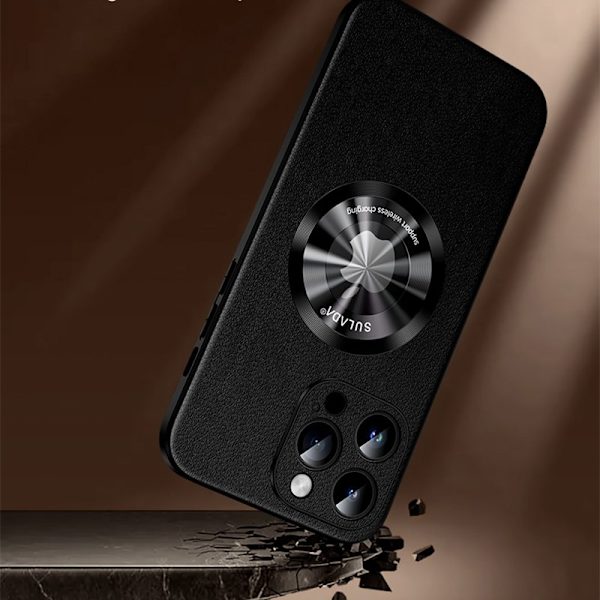 SULADA Mobilskal till iPhone 15 Pro Microfiber Läder + TPU Skydd Brun