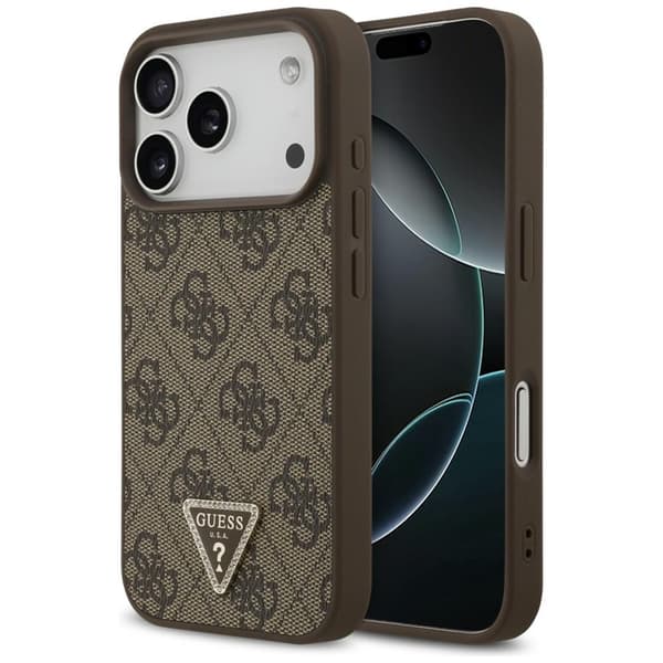 Guess Mobilskal För iPhone 18 Pro/17 Pro Magsafe Läder 4G Triangel Strass