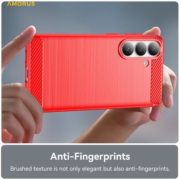 AMORUS Mobilskal till Samsung Galaxy S26 Plus Kolfiber Textur Skydd - Röd