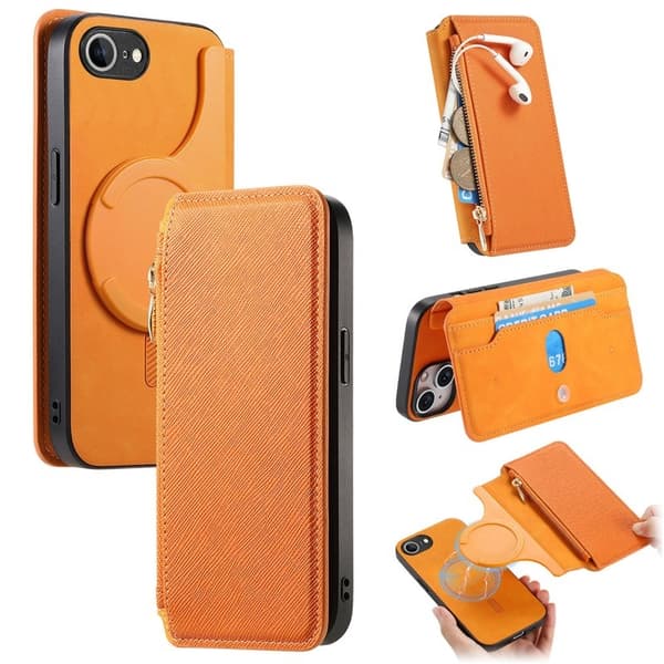 CASENEO iPhone 16e Plånboksfodral Konstläder - Gult