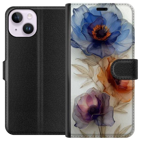 Plånboksfodral till Apple iPhone 15 med Silkesblommor
