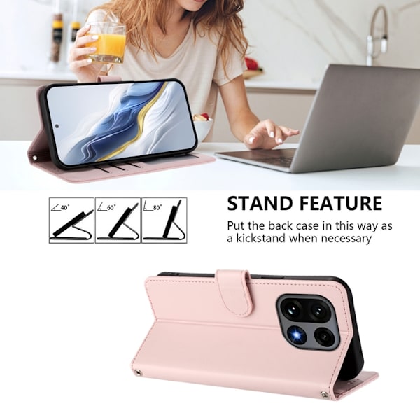 OnePlus 15 Konstläder Plånboksfodral Love Cat Pattern Imprint Rosa