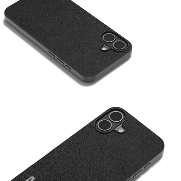 ABEEL Mobilskal till iPhone 16 Plus Äkta Läder Coated PC+TPU - Svart
