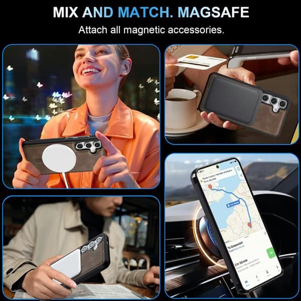 LC.IMEEKE Mobilskal för Samsung Galaxy S26 Plus Magnetiskt PU + TPU - Kaffe