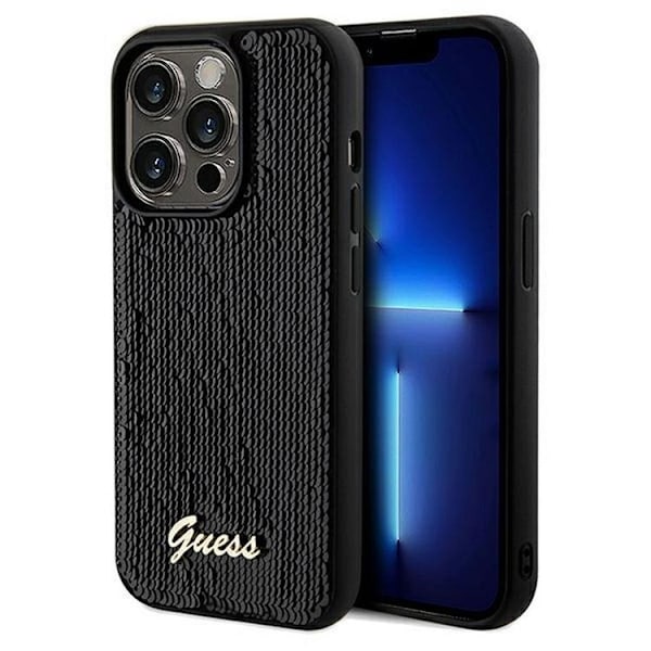 Guess iPhone 14 Pro Mobilskal Disco Script Metal - Svart Svart